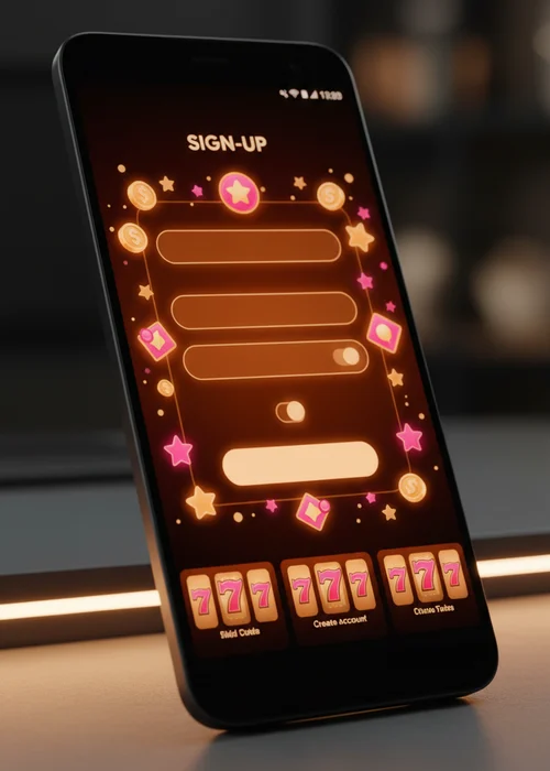Interfaz de registro rápido en Feliz Casino mostrando los 3 sencillos pasos para crear una cuenta y acceder a los juegos y bonificaciones.